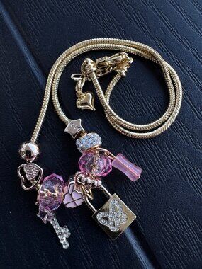 Love Lock Pink Charm Necklace